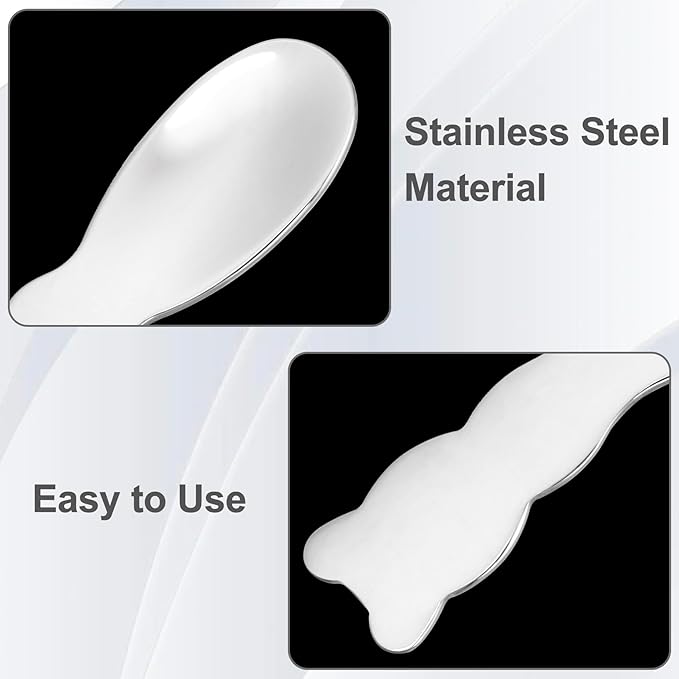 Pndeyo 3pcs Mini Metal Makeup Spatula, Reusable Cosmetic Cream Spatulas Spoon, Skincare Scoop Applicator Facial Massage Beauty Tools for Mixing and Sampling Face Eye Cream- Silver