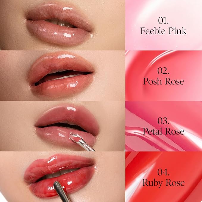 d'alba Piedmont Plumping Lip Glow Mood Volumizer, Hydrating Lip Plumper with Vegan Ceramide & Vitamin C & E, Fuller Lips, Volumizing Lip Gloss, Glowy Finish, Posh Rose (4 Colors) (0.19 fl oz.)
