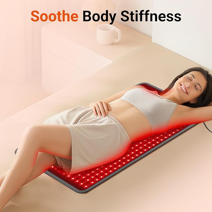 Comfytemp 33'' x 17'' Red Light Therapy Mat for Body, 480 LEDs FSA Eligible HSA Near Infrared Light Therapy Pad, 660nm & 850nm Light Blanket for Back Belly Knee Joints Muscle, 65W