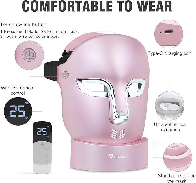 FSA Red Light Therapy Mask -Target Acne Removal,Wrinkles&Redness,Salon-Level Pro Infrared Face Mask Anti-Aging Skincare for Home Yoga,2000mAh Rechargeable,Led Light Therapy Facial Mask Wirless Remote