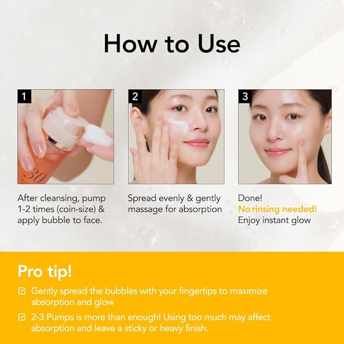 MENOKIN 30 Seconds Quick Bubble Mask [BRIGHT] - [Vitamin C] [Glutathione & Niacinamide] in Micro-bubbles for Dark Spots, Uneven Skin Tone, Korean Skin Care Essential, 70 Uses, 3.21 fl.oz