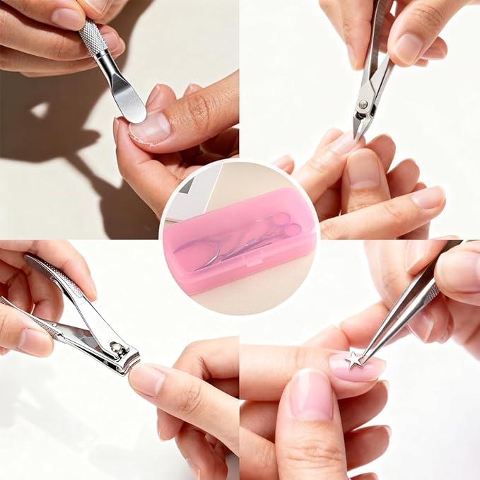 FSpronail Nail Tool Sterilizer Box, Fully Transparent Disinfection Container Tray for Nail Tools Organizer with Strainer for Tweezers Manicure Equipment Nails Salon Supplies Art Accessories - Pink