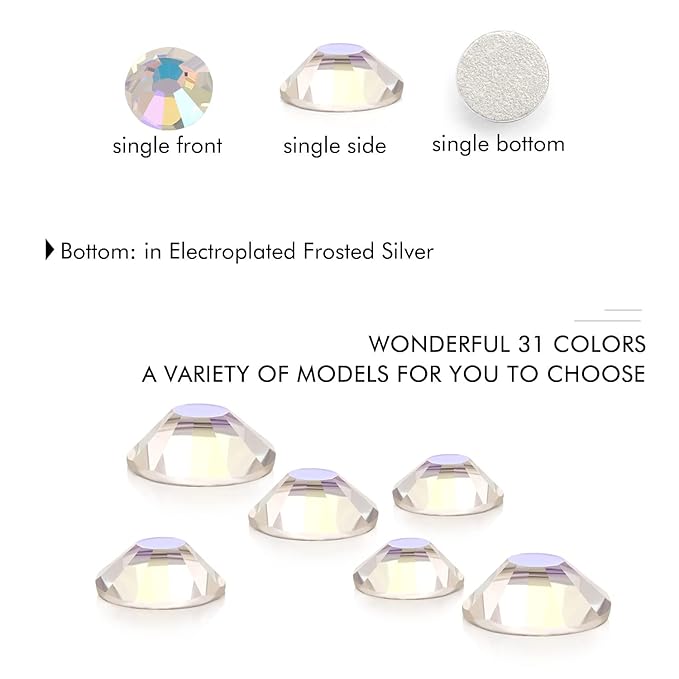 1440Pcs Moonlight Crystal Rhinestones,Glass Flatback Rhinestones Gemstones for Nail Face Makeup Art Crafts Clothes Decoration -(SS16,4.0mm,Moonlight)