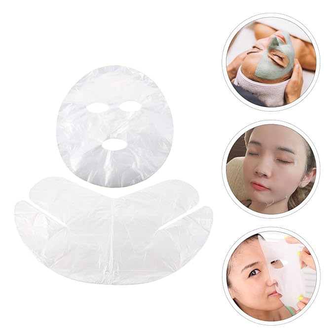 HOMOCONO Disposable Plastic Facial Mask Sheets Neck Mask Patches, 400 Pieces Set (200 Face + 200 Neck), Salon Hydrotherapy Wraps for Skincare Treatment and Spa Use