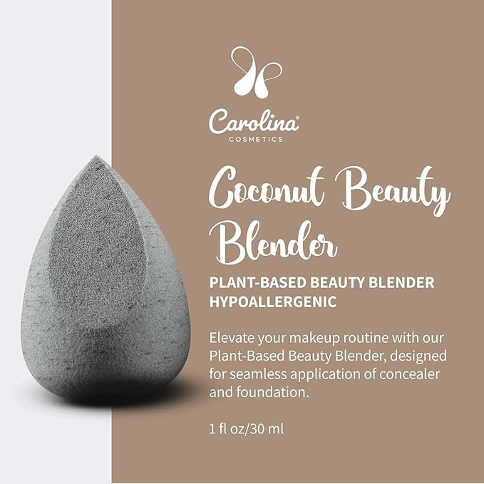 Carolina Cosmetics - Beauty Blender, Plant-Based Makeup Sponge - Soft, Reusable, Latex-Free, Made with Coconut Husk Powder for Foundation & Concealer - Pack of 3