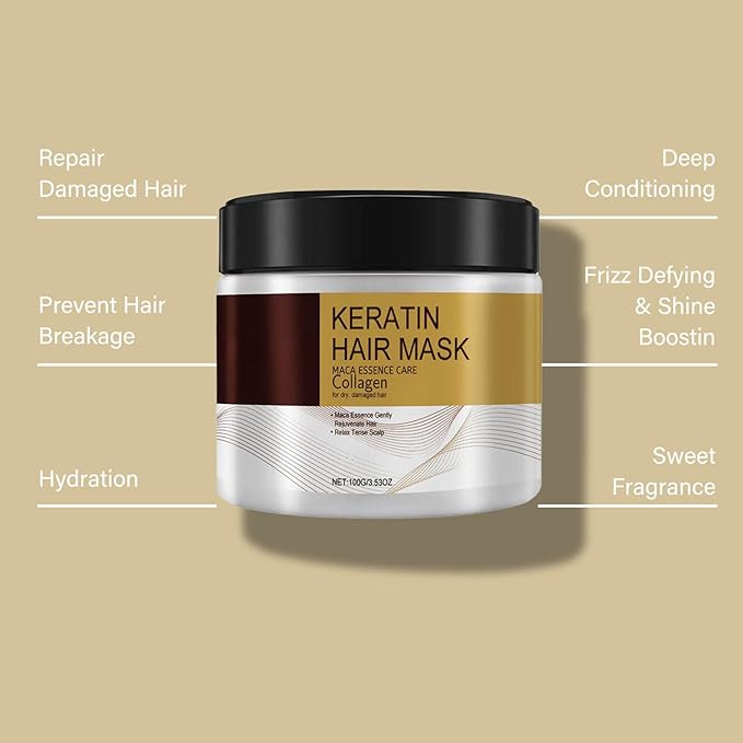 Mijaution Collagen Hair Mask for Damaged Hair - Deep Repair Conditioning Argan Oil Treatment for Curly or Straight Thin Fine Hair 100ml