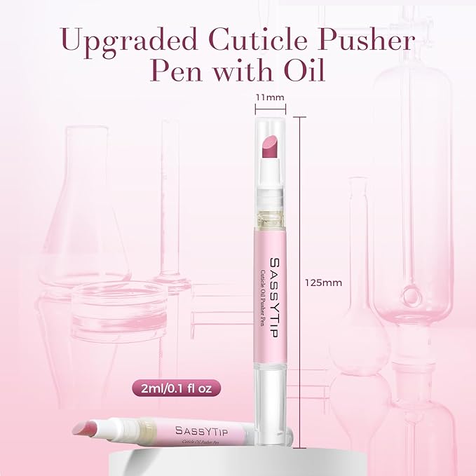 SASSYTIP Cuticle Pusher Oil Pen - Cuticle Remover & Nail Oil Pen with Rose & Lavender Scents, Portable Nail Care Pen for Work & Travel, Moisturizes & Strengthens Dry Cuticles (rose)