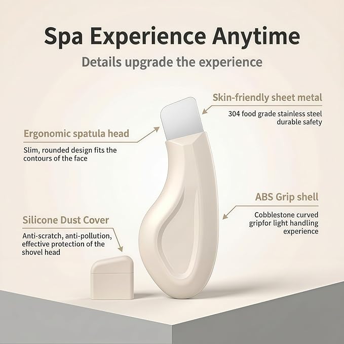 Sookga Blackhead Remover Tool, Silicone Face Scraper for Deep Cleansing, Skin Scrubber Face Spatula, Nose Blackhead Remover, Skin Care Tool for Men and Women (Beige)