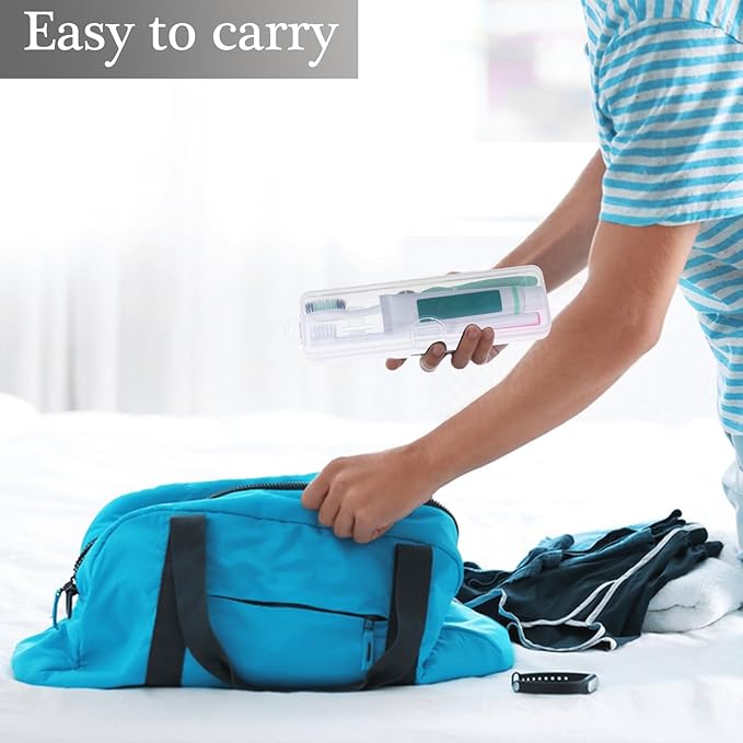 Gamdee Toothbrush Travel Case 2 Pack, Clear Toothbrush Case Holder Travel Size Plastic Toothbrush Holder Toothpaste Storage Container Portable for Traveling, 7.87 x 2.36x 1.18”
