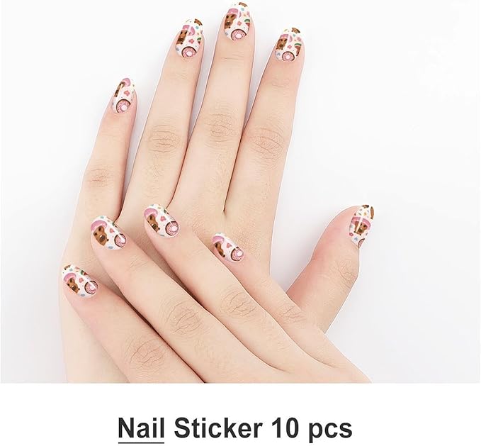 Waterproof Membrane Nail Art Stickers Nail Decals Nail Decorations for Salon Nails Accessories (5 Sheets Cute Capybaras Nails Stickers Decals)