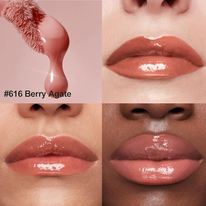 Houksouml Mirror Shine Lip Gloss, Hydrating Airy Lip Tint, Lightweight Water-Gloss Finish, Moisturizing Crystal Film Lip Glaze, Clear Non-Sticky, Juicy Hydration for Plump, Non-Drying Lips-616#