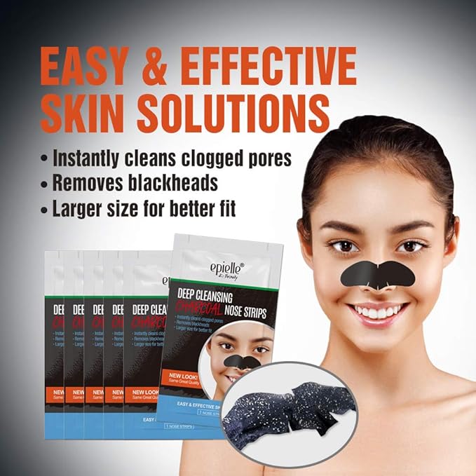 Epielle Deep Cleansing Charcoal Nose Strips, Pore Strips for Clogged Pores, Blackhead Removal, Oily Skin, Easy and Effective, K- Beauty Skin Solutions, 18 Count Value Pack