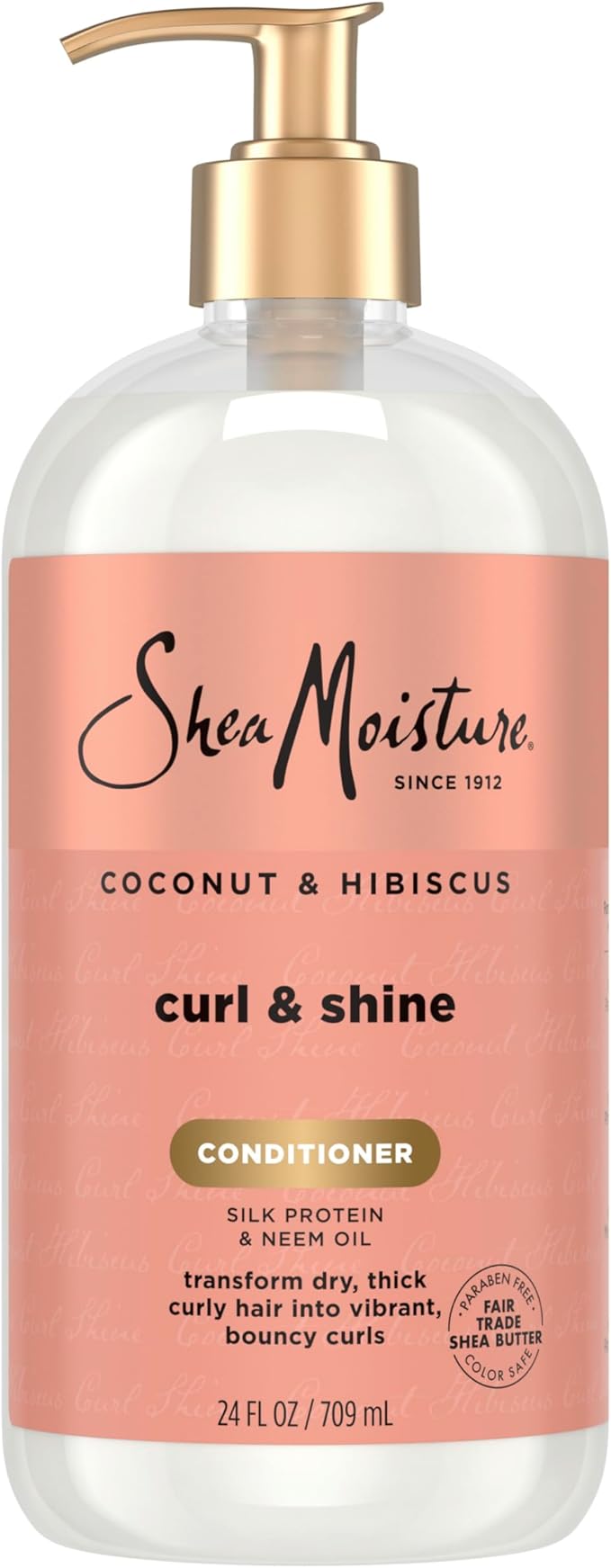 Shea Moisture Curl & Shine Conditioner Coconut & Hibiscus, for Thick, Curly Hair, to Moisturize & Soften, 24 oz