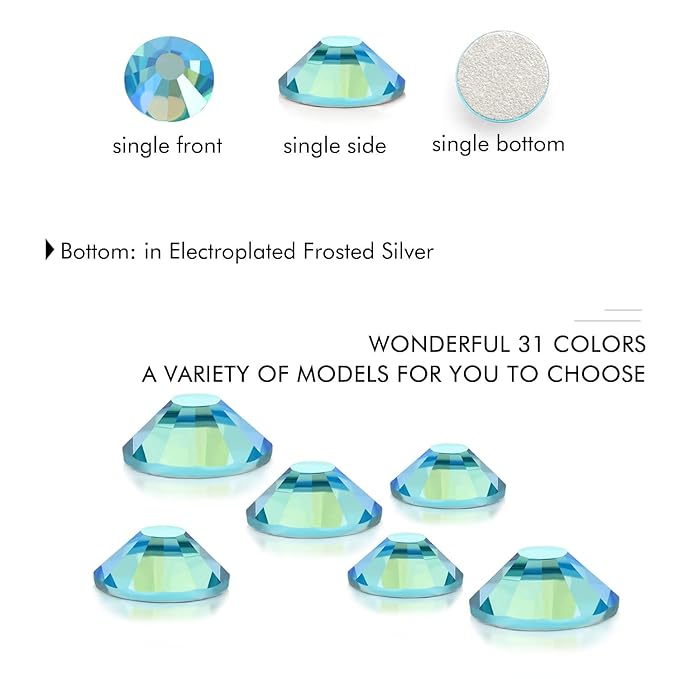 1440Pcs Aquamarine Ab Crystal Rhinestones,Glass Flatback Rhinestones Mini Gemstones for Nail Face Makeup Art Crafts Clothes Decoration -(SS10,2.8mm,Aquamarine Ab)