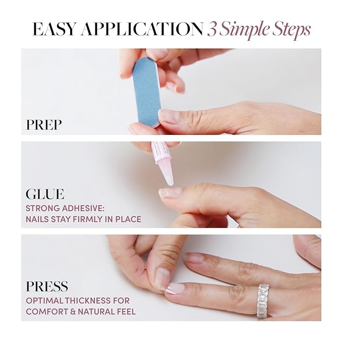 Glamnetic Press On Nails - Think Pink | Solid Opaque Light Pastel Pink Short Oval Nails, Salon Quality | 15 Sizes - 30 Nail Kit