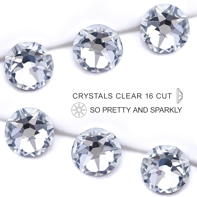 Novani 144pcs Clear Rhinestones Flat Back Round Rhinestone Style 2088 Sparkly Crystal Gemstones for Nail Art and Crafting,SS30(6.4-6.6mm