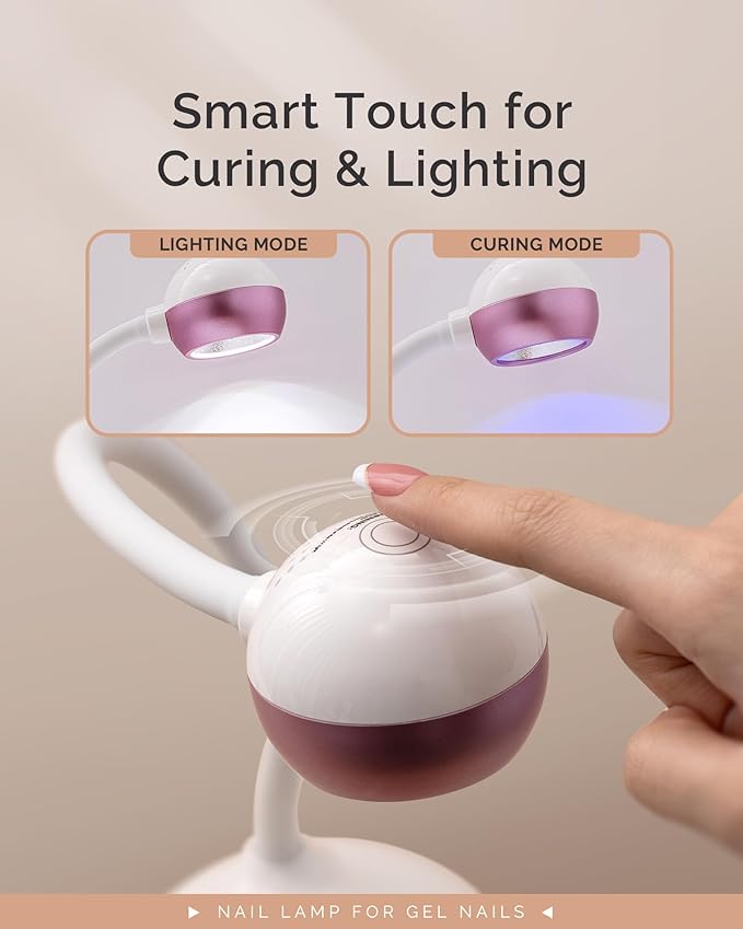 MelodySusie Gooseneck Cordless UV Nail Lamp with Adjustable Light Angle, S-Pro09M 2-in-1 Rechargeable Fast Curing Nail Dryer Cures All Gels, Especially Rhinestone Glue & Liner Gel Polish