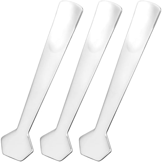 Pndeyo 3pcs Mini Metal Makeup Spatula, Reusable Cosmetic Cream Spatulas Spoon, Skincare Scoop Applicator Facial Massage Beauty Tools for Mixing and Sampling Face Eye Cream- Silver