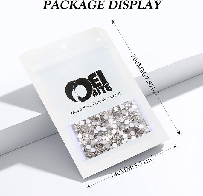 Meibite Crystal Clear Flatback Rhinestones, Glass Rhinestones for Nail Art and Craft, Glue Fix, Loose Crystal Gemstones(Crystal, SS20, 2880pcs, 4.6-4.8mm)