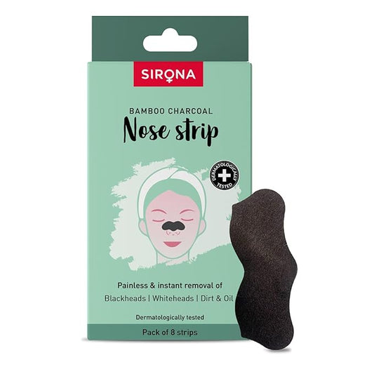 Sirona Blackhead Remover Bamboo Charcoal Nose Strips for Women – Pack of 8 | Painless & Instant Removal of Whiteheads, Blackheads, Pore Cleanser, Dirt & Oil