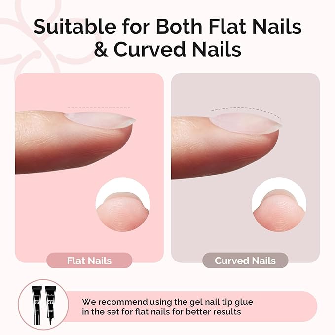 MelodySusie Square Gel Nail Tips Kit-300Pcs Pre-Building Apex Fake Nail Tips 20g Solid Nail Glue Gel,Half Matte Full Cover Clear Acrylic Nail,15Sizes Thick Strong Long Lasting for Home DIY&Salon