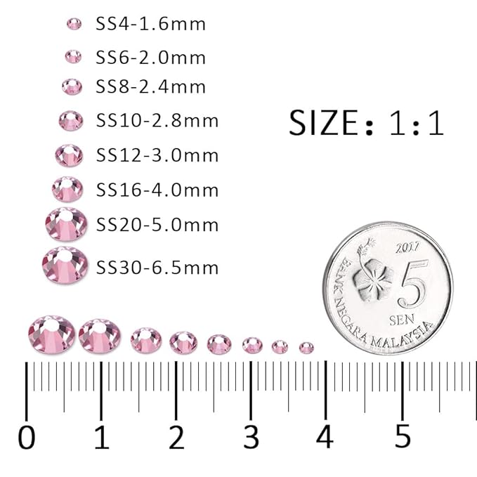 1440Pcs Light Pink Crystal Rhinestones,Glass Flatback Rhinestones Gemstones for Nail Face Makeup Art Crafts Clothes Decoration -(SS12,3.0mm,Light Pink)