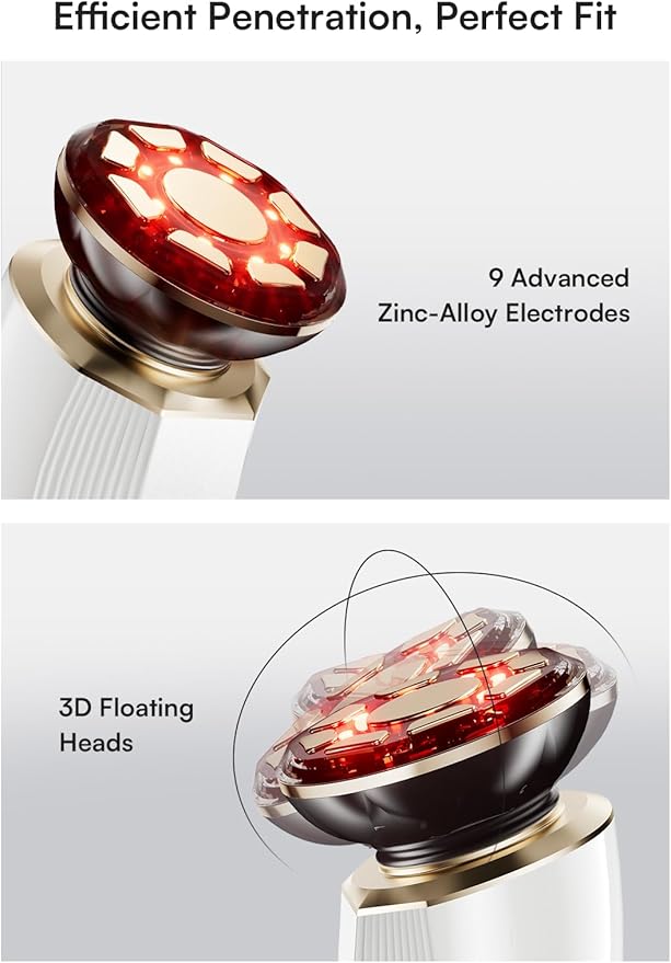 INIA 3-in-1 Skin Tightening Device True Beauty Glow Facial Massager Red Light Therapy for Face and Neck