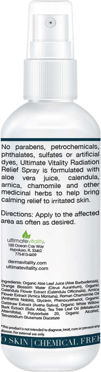 Radiation Burn Relief Spray - Calendula Spray for Radiation Treatment, Unscented, Fragrance Free, Natural Organic Plant Based Moisturizing Soothing Relief for Itchy and Sensitive Skin – 4 ounces
