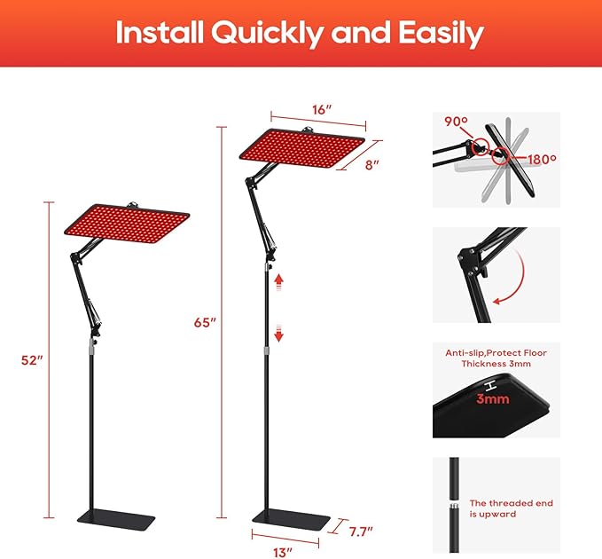 Red Light Therapy for Body and Face, 660nm 850nm 940nm Infrared Redlight-Therapy Lamp Device with Large Panel and Stable Stand at Home, Idea Gift for Women Wife Mom Sister Girlfriend