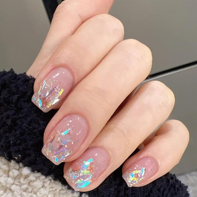 HNUIX Nail Rhinestones - 3200pcs Crystals Aurora, Multiple Shape Gems, Flatback Rhinestones, with Kit and Glue Gel, for Nail Art