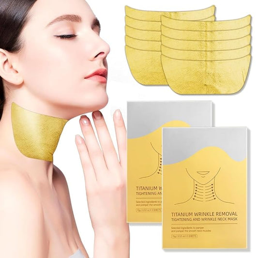 Anti-Aging Neck Mask Patches | Golden Collagen & Hyaluronic Acid Pads for Neck Wrinkles | Deep Moisturizing, Firming & Lifting Treatment | Adjustable Line Remover Wrap for All Skin Types, 1 Pack (2)