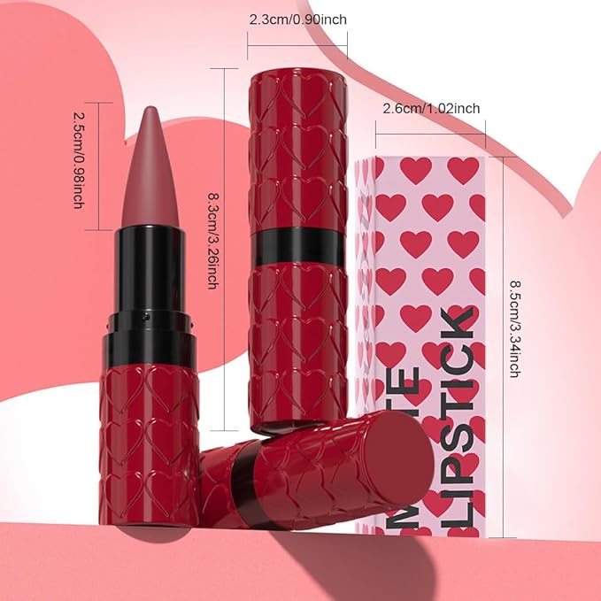 evpct Ruby Red Gradient Matte Lipstick Lip Liner Combo Set for Older Women Long Lasting Waterproof, Red Lips Stick Crayon Pencil Cream Lip Liner and Lipstick Combo Makeup, Flawless Ombre Effect