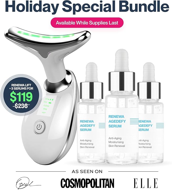 RenewaLift Face & Neck Sculpting Tool | Handheld Beauty Device with Gentle Light & Soothing Vibration | at-Home Skincare Tool for a Smoother, Refreshed, and Radiant-Looking Complexion