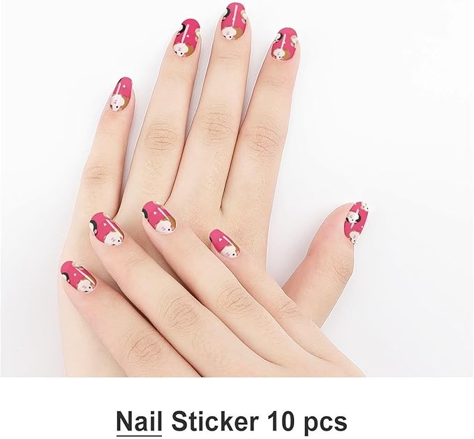 WUXEKZO Self Adhesive Nail Art Stickers DIY Nail Polish Strips for Fake Nails Design (Set of 5 Love Heart Guinea Pig Pet-1 Nails Sticker Nail Decals)