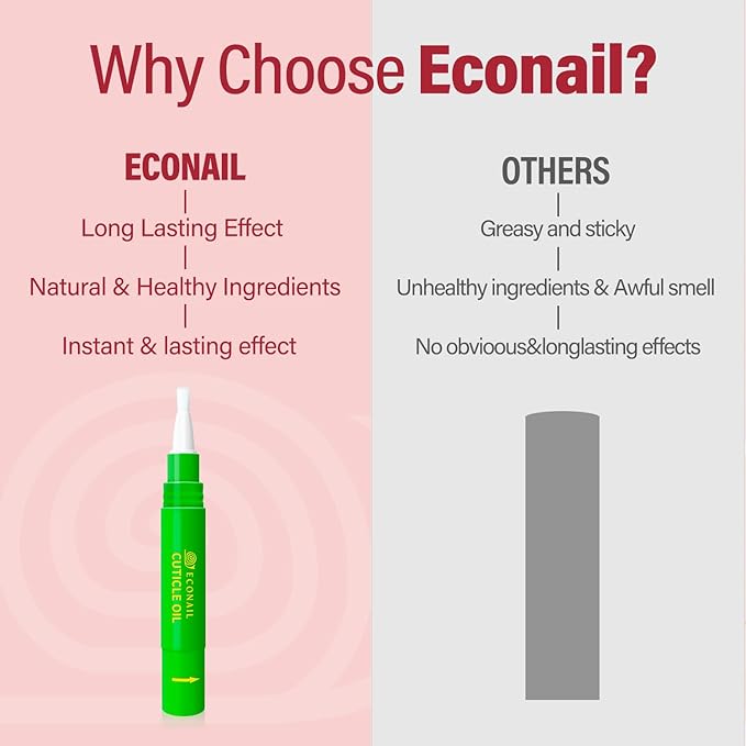 Econail Cuticle Oil Pen x2 pcs, Nourishing Jojoba & Peach Scent for Enhanced Nail Growth and Strength, Portable Nail Oil Care （7mlx2）