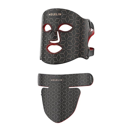 MEGELIN Led Red Light Therapy Face & Neck Mask, 7 Colors Led Light Therapy Facial Mask, Infrared Red Light Therapy Mask, Infrared Light Skin Rejuvenation(Black)