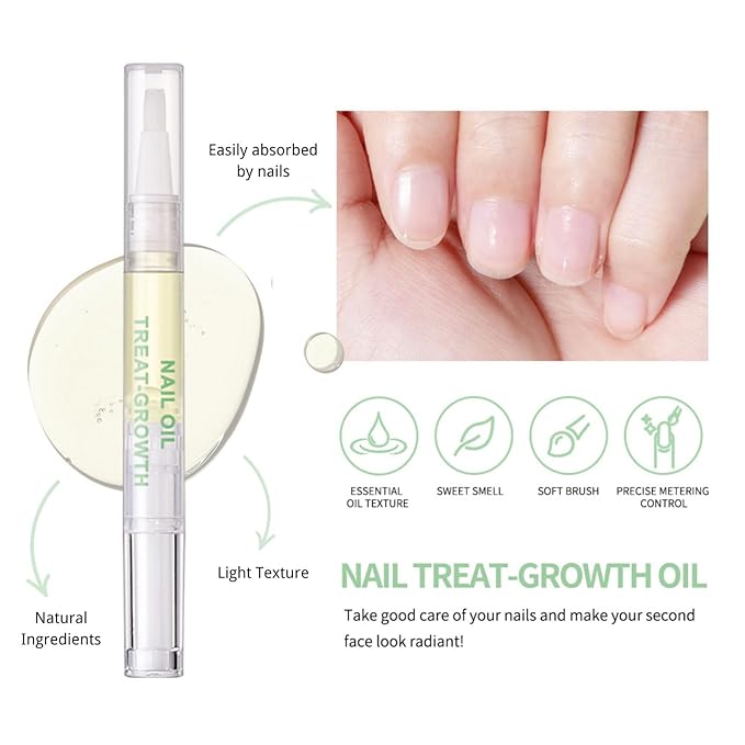 Cuticle Oil Pen for Nail, Natural Nail Strengthener & Growth Treatment, Nail Repair Oil for Damaged Nails, Promotes Nail Growth, Strengthens & Brightens Nails, Nail Care