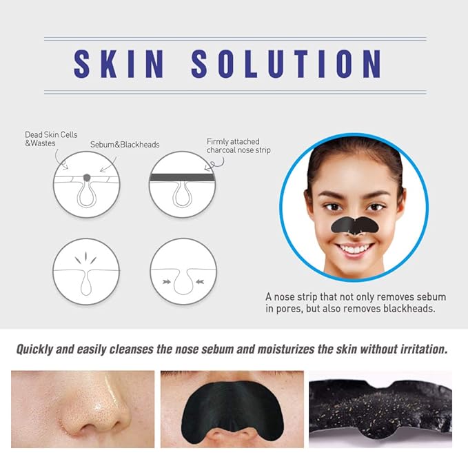 Epielle Deep Cleansing Charcoal Nose Strips, Pore Strips for Clogged Pores, Blackhead Removal, Oily Skin, Easy and Effective, K- Beauty Skin Solutions, 18 Count Value Pack