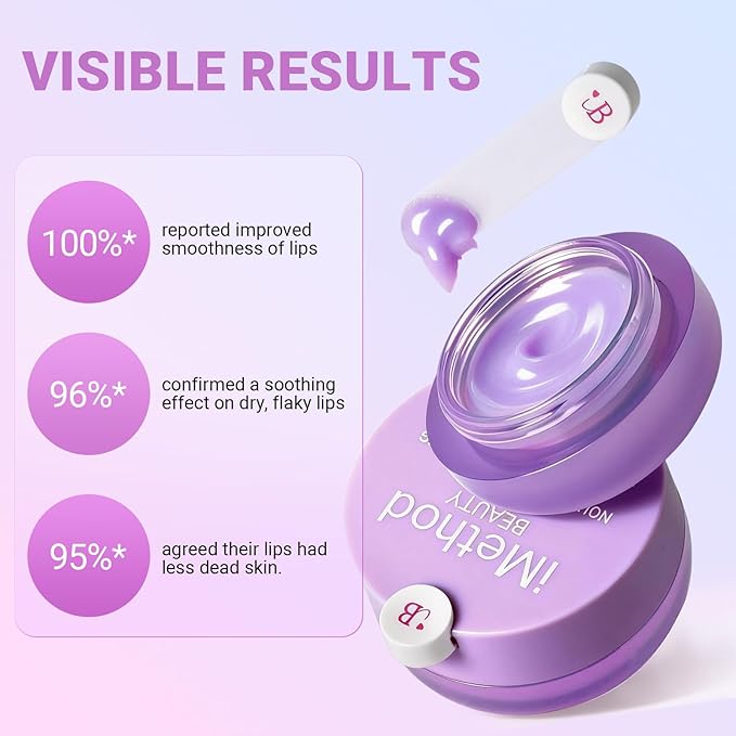iMethod Lip Mask Overnight - Lip Sleeping Mask for Dry Lips, 8-Hour Hydrating Lip Balm with Hyaluronic Acid, Intense Moisturizing Lip Treatment to Nourish & Repair - Peach