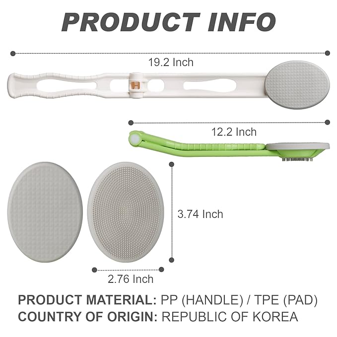 DOWMI Lotion Applicator for Back - 3in1 Foldable, Cream, Sunscreen, Ointment Applicator, 19" Long Handle, Body Massage Tool - 1 Body Brush Pad, 1 Lotion Pad Included