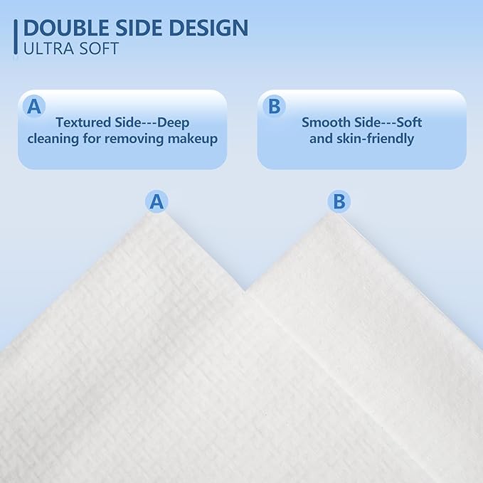 Dorahoney Disposable Face Towels Travel, 12"×12" Extra Large Face Towelettes, Ultra Soft Facial Towels for Sensitive Skin, Makeup Remover Dry Wipes, 60 Count (3 Packs of 20)