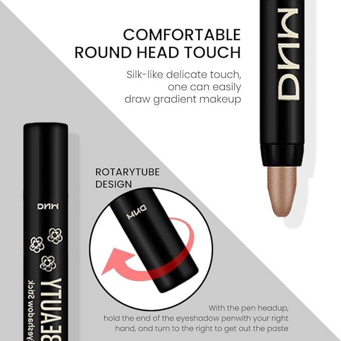 evpct Bronze Shimmer Cream Eye Shadow Brightener Sticks Set for Eyes, Bronze Shimmery Matte Pencil Eye shadow Applicator Stick Pen Palette Makeup Waterproof sombras en crema para ojos 20#