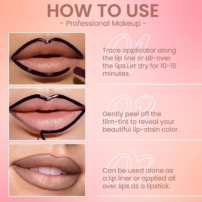 JUAAZIN Matte Liquid Lip Stain Peel Off Lip liner Tattoo, Dark Brown Matte Peel Off Lip Stain, Long Lasting Waterproof Lipstick Lip Gloss Stain, Transfer-proof for All Skin Types, 0.12 fl oz 05#