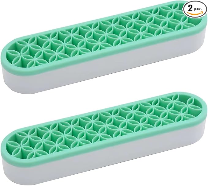 2 PCS Multi-Purpose Cosmetic Storage Box, Desktop Organizers Silicone Make Up Brush Storage Stand Desktop Storage Box for Brush,Eyeliner Pencil,Art Supplies, Painting Brush(Green)