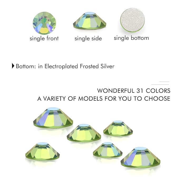 3000Pcs Light-Green Ab Crystal Rhinestones,Glass Flatback Rhinestones Mini Gemstones for Nail Face Makeup Art Crafts Clothes Decoration-(SS4,1.6mm,Light-Green Ab)