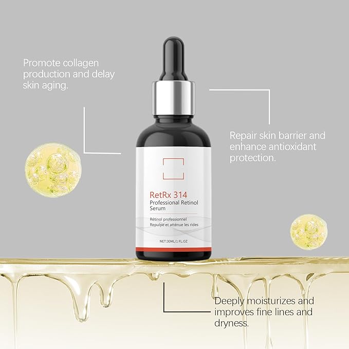 Retinol Serum 50ml, Anti-Aging with Hyaluronic Acid, Collagen, VC, VE, Boosts Elasticity, Diminishes Wrinkles & Fine Lines, Deep Hydration, Brightening Serum for All Skin Types, Gentle Formula
