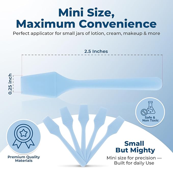 Kopperko Mini Skincare Spatula (2.5", 500 Pack) - Small Makeup Scoop Spatula for Skincare, Creams, & Crafts | Face Cream Applicator for Mixing, Cosmetic, Face Mask | Skin Care Applicator | Sky Blue