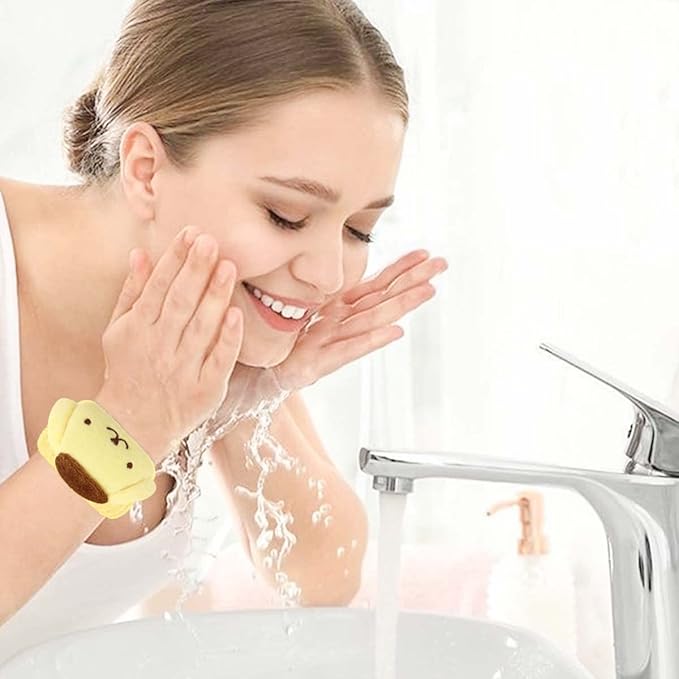 Kawaii Spa Headband and Wristband Set for Face Washing, Cute Soft Skincare Headbands for Women Girls, Fluffy Makeup Headband for Washing Face, Bath, Shower, Beauty