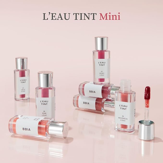 BBIA L’EAU Tint – Glossy & Glow Lip Stain Watery Lip Tint Non-Sticky High Shine Finish Long-lasting Moisturizing Lightweight Natural Daily Use Vegan Korean Makeup (04 MAGNOLIA L'EAU -MINI)