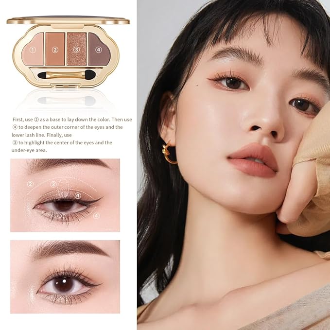 Warm Rose Nude Brown Matte & Shimmer Eyeshadow Palette, High-Pigment Mattes & Glitter Eye Shadow Contour Palette for Mature Women, Blue Green Eyes, Daily Natural Makeup, Paleta de Sombras de Ojos